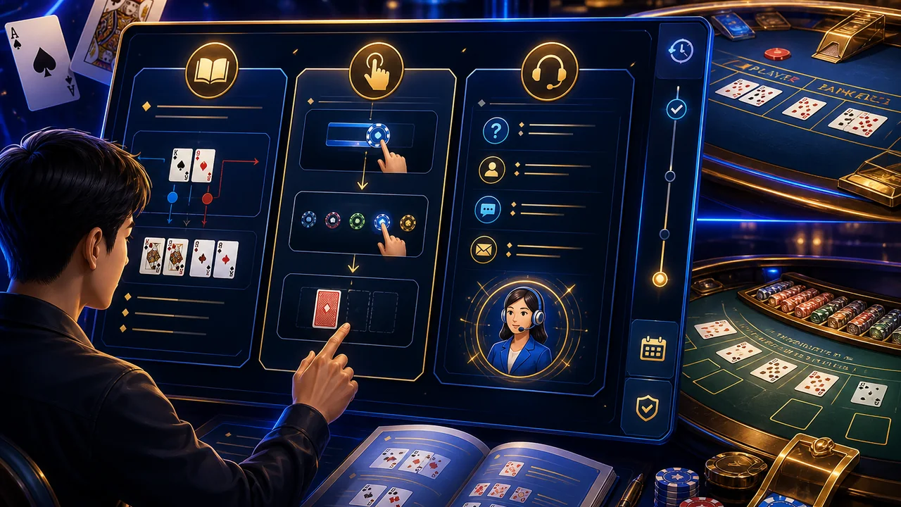 Học baccarat từng bước: phân biệt luật và quy trình hỗ trợ 789bet