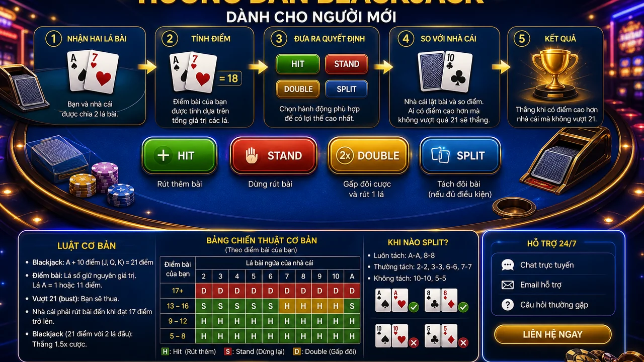 Từ nhận bài đến công bố kết quả: 789bet hướng dẫn blackjack cơ bản theo từng bước